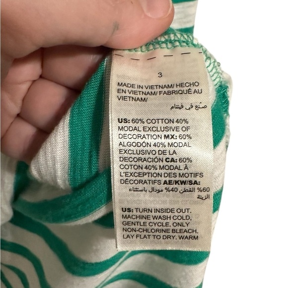 Chico’s Green Striped Bedazzled Embellished-Neckline Top Nautical Size 16 - Picture 9 of 11